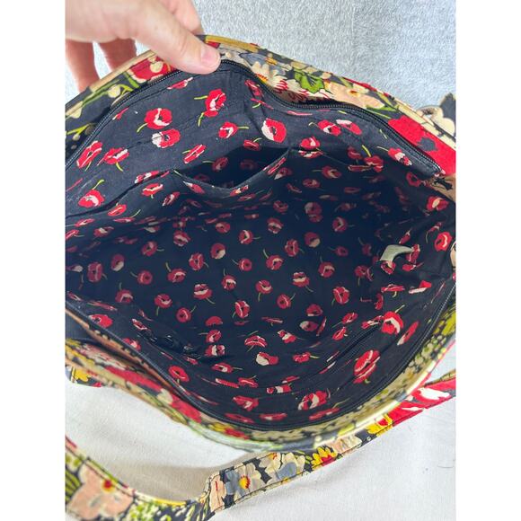 VERA BRADLEY Stephanie Poppy Fields Shoulder Bag Handbag Tote Zippered Pockets - Picture 7 of 8
